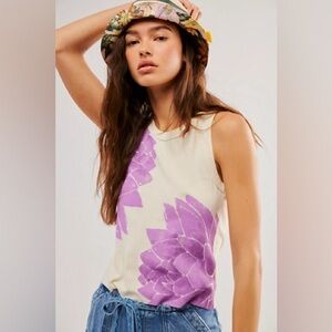 Daydreamer x Free People Lotus Flower Tank Stone Vintage Size XL NWOT